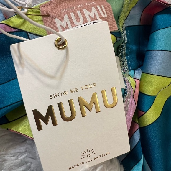 SHOW ME YOUR MUMU Multicolor Scarf Spaghetti Strap Top Sz XS NWT - Picture 3 of 4